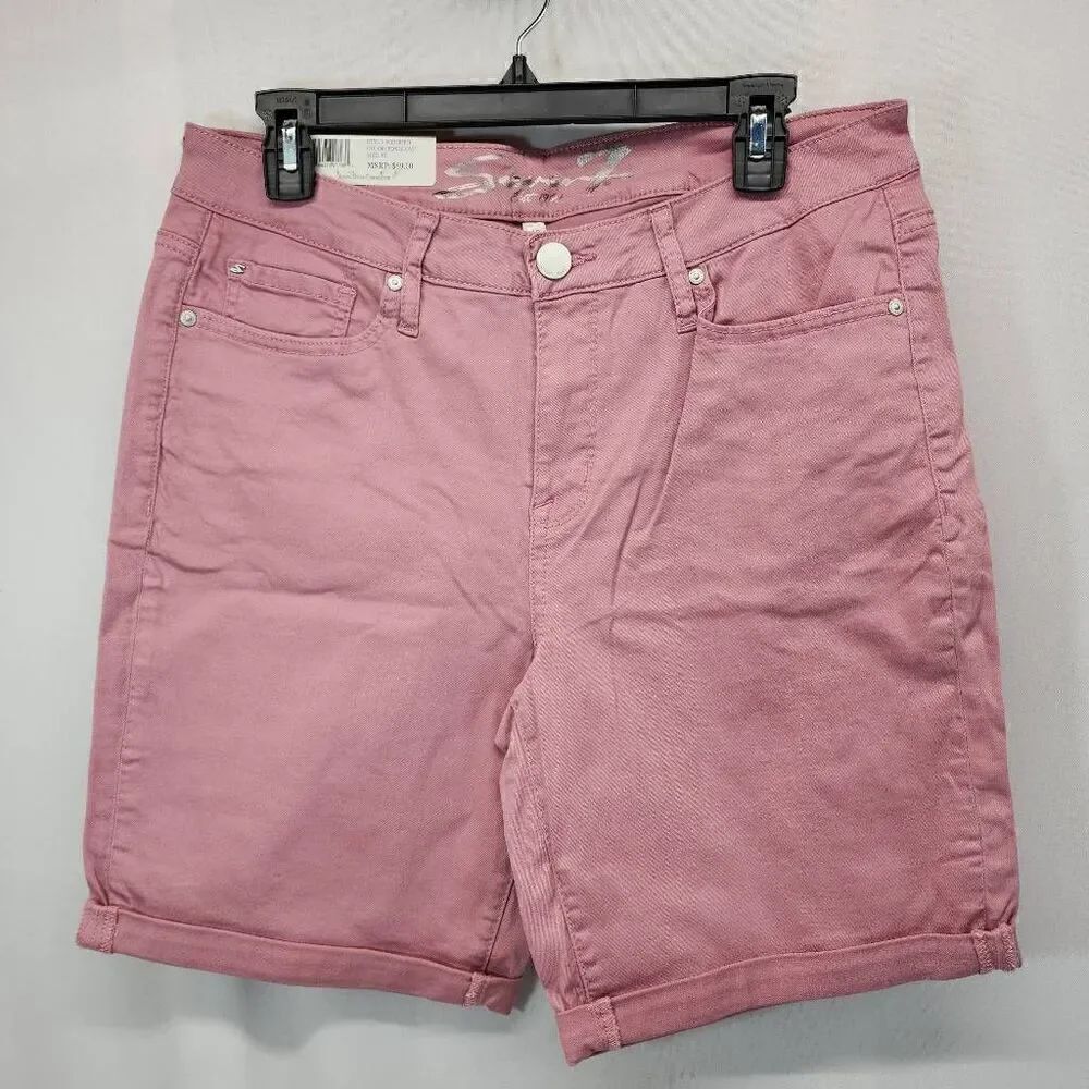 Seven7 Size 12 Sunset Bermuda Rolled Cuff Five Pocket Stretch Denim Shorts F9